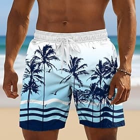 Homme Cocotier Plantes Tropicales Maillots de bain Maillots de bain shorts de bain Shorts de Surf Taille Moyenne Hawaïen Quotidien Vacances à la Plage Poches L thumbnail 2