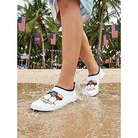 Women's Patriotic Wine Glass Water Shoes – Lightweight Wide Fit Quick-Dry USA Beach Aqua Socks for for Independence Day, Beach, Poolside  Water Sports