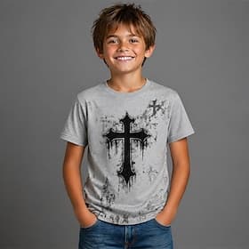 Boys' 3D Graphic Cross 3D T-shirt Sleeveless Short Sleeve 3D Print Spring Punk Kids 4-12 Years Daily Regular Fit