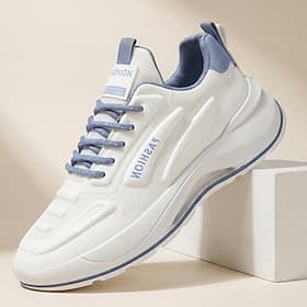 Men's Sporty Daily PU Leather Comfortable Lace-up WhiteBlack White / Blue White / Green Spring All Seasons