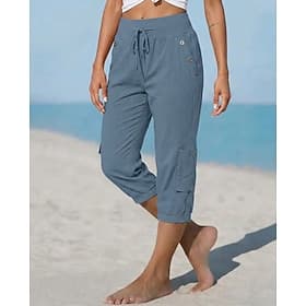 Femmes Pantalons Cargo ancien Sport Shorts Cargo Longueur mollet Taille moyenne Uni Confort Non Elastique Occasionnel Quotidien Vacances Bleu Rouge bordeaux Gr