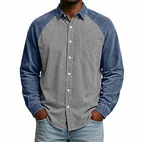 Chemise homme Softfade™ décontractée, chemise en jean, chemise délavée à l'acide, chemise unie à manches longues teinte en pièce, col, vêtements patchwork déco thumbnail 3