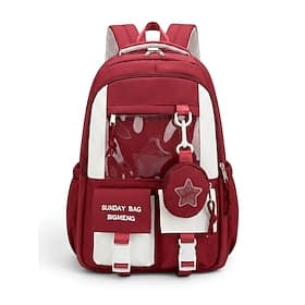 Girls School Backpack Large Capacity Multi-Pocket Polyester Bookbag, Lightweight Student Backpack with Organizer Compartments, Fits Tablet  Laptop, School Trav
