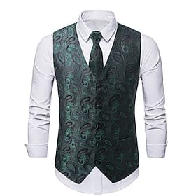Années 1920 Rétro Vintage Gatsby le Magnifique Veste Cravate Sans manches Gatsby le Magnifique Charleston Jacquard Paisley Déguisement Homme Cocktail Réveil Gi
