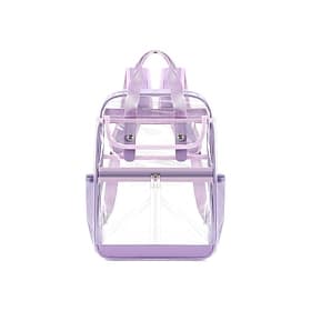 Heavy Duty Pink Clear Backpack for Girls - Stadium Approved Transparent School Bag for Students, Work, and Travel - Durable PVC Bookbag thumbnail 2