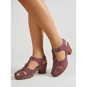 Sandales Mary Jane vintage à talons pour femmes – sandales d'été à talon épais avec bride auto-agrippante ajustable et confort rembourré talon bloc stable idéa