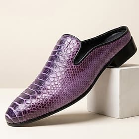 Men's Classic Wedding PU Leather Comfortable Lace-up Slip-on Dark Purple Summer Spring Fall