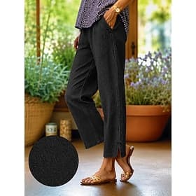 Women's Jeans denim Chino Full Length Natural Solid Colored Pocket Comfy Inelastic Casual Daily Black Navy Blue Sky Blue Fall Loose Fit
