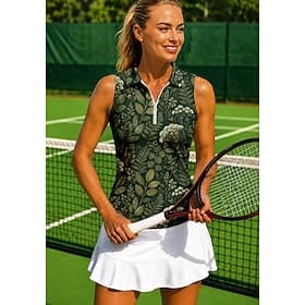 Femmes Floral Hauts T-shirt de sport T-shirt POLO Chemise de tennis Sans manches Fermeture éclair Floral UPF50 Résistant aux UV Haute élasticité Évacuation de thumbnail 6