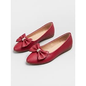 Ballerines rouges à nœud en strass pour femme – chaussures plates décontractées en similicuir, parfaites pour les sorties, les voyages, le bureau et le quotidi