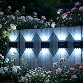 Lot de 4/8 appliques solaires murales extérieures à 6 LED, étanches, pour l'éclairage décoratif de jardin, cour, villa, clôture, balcon et porche. Lumière blan