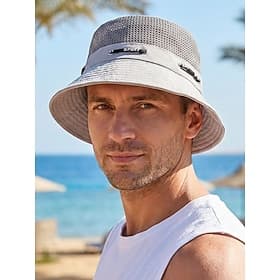 Men's Breathable Mesh Bucket Hat, Lightweight Summer Polyester Sun Hat with Adjustable Fit, Outdoor Fishing Hiking Travel Cap, UV Protection Boonie Hat, Multip