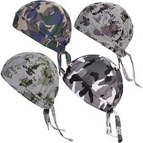4 Pack Elastic Cycling Sports Cap Camouflage Cooling Headscarf Cap, Quick-Dry Outdoor Pirate Bandana for Men  Women, Fitness, Running, Gym, All-Season Head Wra