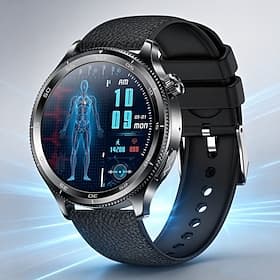 Montre connectée pour homme (répondre/passer des appels), bracelet d'activité avec écran tactile HD rond de 1,39 pouce, moniteur de fréquence cardiaque et de s
