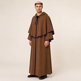 Rétro Vintage Médiéval Renaissance Sweats à capuche Robe Robe Moine Déguisement Homme Religieux Halloween Mascarade Foire de la Renaissance LARP Adulte Peignoi