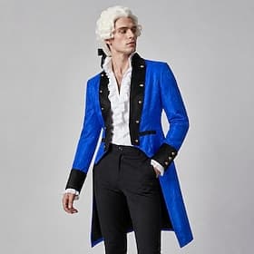 Rétro Vintage Médiéval Renaissance Manteau Manches longues Gentleman Noble Jacquard Déguisement Homme Halloween Carnaval Performance Foire de la Renaissance LA