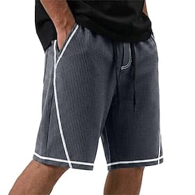 Homme Short gaufré Shorts Short décontracté Avec Poches Taille Élastique Uni Confort Respirant Longueur Genou Occasionnel Extérieur Plage Vacances Mode Kaki Ve