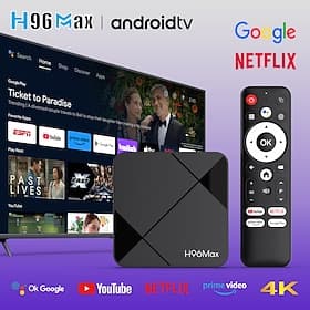 Boîtier TV Android H96 Max 14, lecteur multimédia intelligent 4K Ultra HD avec télécommande vocale Google, compatible avec Netflix, YouTube, Prime Video et Dis