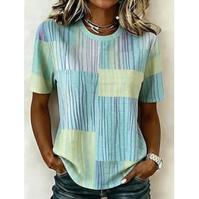 Music Festival Women's T Shirt Print Floral Graphic Plants Fashion Stylish Classic Short Sleeve Crew Neck Regular Tops Casual Daily Weekend Blue Pink Green Sum