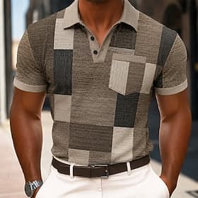 Homme Géométrique Polo Manche Courte Polos Chemises à Col Vêtement décontracté de travaile Extérieur Athleisure Tenue quotidienne Impression 3D Boutons Été Pri