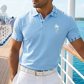 Homme Chemise de golf Polo Piqué Occasionnel Affaires Col Polo Côtelé Manche Courte Mode Basique Couleur Unie Bloc de Couleur Boutons Logo Été Printemps Printe