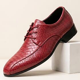 Men's Classic Wedding PU Leather Comfortable Lace-up Wine Summer Spring Fall