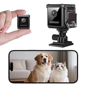 Mini caméra espion Wi-Fi cachée avec application mobile, petite caméra de sécurité intérieure pour la maison, le bureau ou la garde d'animaux, avec vision noct