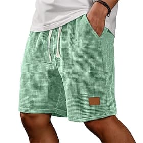 Homme Short gaufré Shorts Short décontracté Avec Poches Taille Élastique Uni Confort Respirant Longueur Genou Occasionnel Extérieur Plage Vacances Mode Kaki Ve thumbnail 2