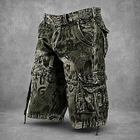 Men's Camo Camouflage Quotes  Sayings Tactical Shorts Cargo Shorts Shorts Mid Waist Fashion Classic Casual Daily Outdoor Buttons Multi Pocket Designer Clothing