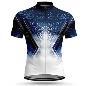 Men's Rash Guard Cycling Jersey Geometric Short Sleeve Bike Jersey Activewear Top with 3 Rear Pockets UV Resistant Quick Dry With Pockets Front Zipper Sports B
