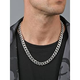 Men's Stainless Steel Hip Hop Cuban Link Necklace, Polished Chunky Chain Jewelry for Casual Streetwear, Summer Fashion, Everyday Wear, Gift for Trendy Style Lo
