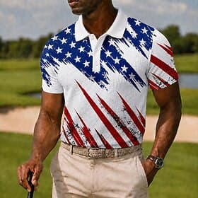 4 juillet 2026, 250e anniversaire Homme Drapeau Américain Chemises Polo Gaufre Manche Courte Polos Chemises à Col Occasionnel Tenue de soirée Tenue de fête Imp thumbnail 2