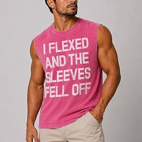 Men's I Flexed And The Sleeves Fell Off Funny Gym Workout Muscle Sleeveless T Shirt Tank Top Graphic Regular Fit Casual Designer Clothing Apparel S M L XL XXL