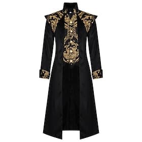 Baroque Médiéval Renaissance Manteau Manches longues Prince Vampire Noble Broderie Déguisement Homme Royal Halloween Carnaval Mascarade Soirée Foire de la Rena