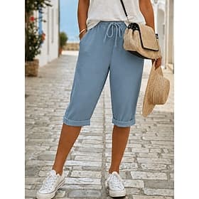Femmes Jeans Denim Pantalon capri Short Burmuda Mode Longueur mollet Taille haute Uni Classique Confort Élastique Occasionnel Quotidien Vacances Bleu Noir Vert