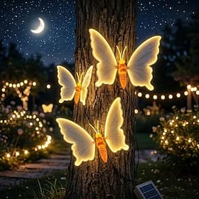 1 lampe solaire papillon de jardin avec ailes mobiles, grande lampe papillon animée à piquer, décoration extérieure étanche à énergie solaire pour pelouse, ter