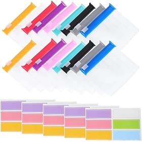 Ensemble de 27 sachets réutilisables pour pilules, comprenant 5 pochettes à fermeture éclair et des étiquettes autocollantes. Idéal pour ranger pilules, vitami