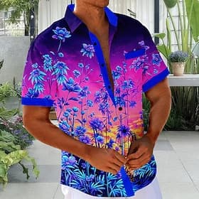 Men's Coconut Tree Tropical Plants Summer Hawaiian Shirt Tropical Shirts Aloha Shirt Short Sleeve Hawaiian Holiday Beach Vacation Wear Summer Turndown 3D Print