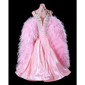 Danse de Salon Robe Strass Plumes / Fourrure Épissage Femmes Soirée Entraînement Performance Sans manches Haut Nylon Élasthanne thumbnail 2