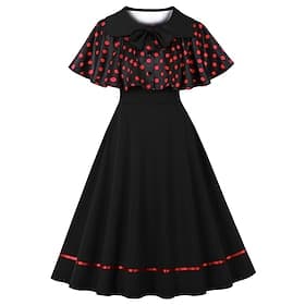 Années 1950 Rétro Vintage Rockabilly Midi Robe trapèze Robe Évasée Bretelles Fines À pois Deux Pièces Ajusté Évasé Déguisement Femmes Occasionnel Réveil Fête