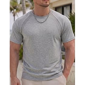 Homme T-shirt Chemise à manches courtes Manche Courte Col ras du cou Été Printemps Couleur Unie Streetwear Élégant Loisir Manche raglan Quotidien Extérieur Vac
