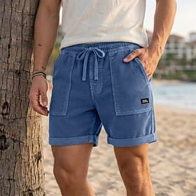 Homme Shorts Short décontracté Short en velours côtelé Avec Poches Taille Élastique Uni Confort Respirant Court Occasionnel Extérieur Plage Vacances Mode Kaki