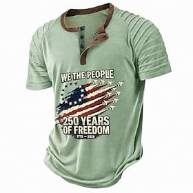 Homme Jour de l'Indépendance Américaine Drapeau Américain Chemise Henley T-shirt Raglan Manche Courte Mode Designer Occasionnel Occasionnel Quotidien Extérieur thumbnail 2