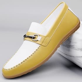 Men's Casual Daily PU Leather Comfortable Slip Resistant Flexible Loafer White / Green Black Yellow Summer Spring