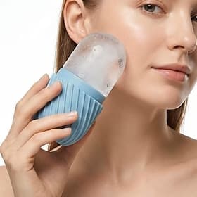 Rouleau de glace pour le visage, moule en silicone réutilisable pour massage du visage et des yeux, outil de soin de la peau. Appliquez de la glace pour resser