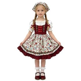 Oktoberfest Robe Dirndl Ensemble Dirndl Midi Femme de ménage Bavarois Allemand Munich Prairies Fille Carnaval Fête de la Bière Tissu de style traditionnel
