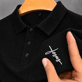 Men's 100% Cotton Embroidered Polo Shirts Casual Business Turndown Short Sleeve Basic Leisure Solid Color Textured Embroidered Buttons Spring  Summer Blue Whit