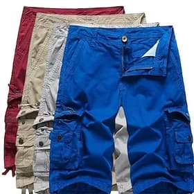 Homme taille confortable Pantalon cargo Shorts cargo Shorts Short décontracté Multi-poches Poche à Rabat Uni Coupe-vent Respirant Longueur Genou Occasionnel Ex