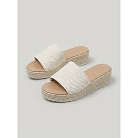 Women's Beach Vacation Wedge Round Toe Bohemia Vacation Linen Loafer Beige