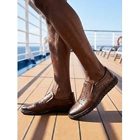 Men's Minimalist Casual Island  Cruise PU Leather Slip Resistant Breathable Slip-on Black Brown Summer Spring All Seasons
